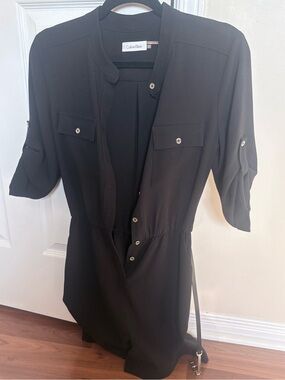 Calvin Klein Black Button-Front Shirt Romper
